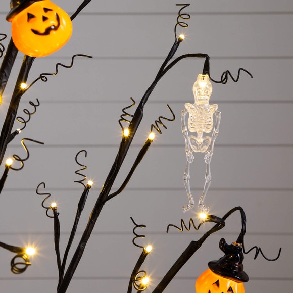 4-ft Pre-Lit Artificial Halloween Pumpkins and Skulls Ornament Tree with 64 Warm White LED Lights - SKU #T5364 - 10