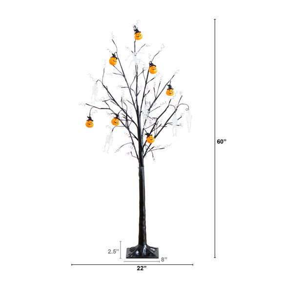 5-ft Pre-Lit Artificial Halloween Pumpkins and Skulls Ornament Tree with 72 Warm White LED Lights - SKU #T5365 - 1