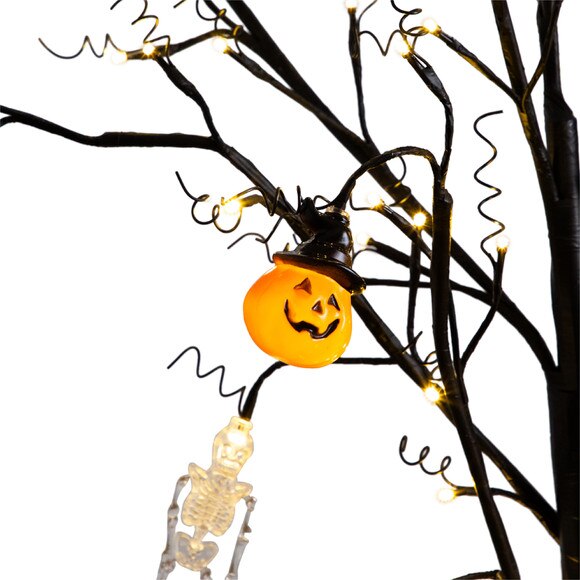 5-ft Pre-Lit Artificial Halloween Pumpkins and Skulls Ornament Tree with 72 Warm White LED Lights - SKU #T5365 - 3