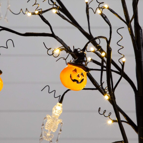 5-ft Pre-Lit Artificial Halloween Pumpkins and Skulls Ornament Tree with 72 Warm White LED Lights - SKU #T5365 - 4