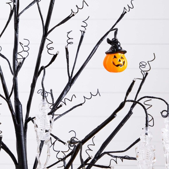 5-ft Pre-Lit Artificial Halloween Pumpkins and Skulls Ornament Tree with 72 Warm White LED Lights - SKU #T5365 - 6