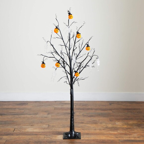 5-ft Pre-Lit Artificial Halloween Pumpkins and Skulls Ornament Tree with 72 Warm White LED Lights - SKU #T5365 - 8