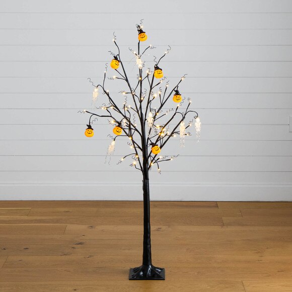 5-ft Pre-Lit Artificial Halloween Pumpkins and Skulls Ornament Tree with 72 Warm White LED Lights - SKU #T5365 - 13
