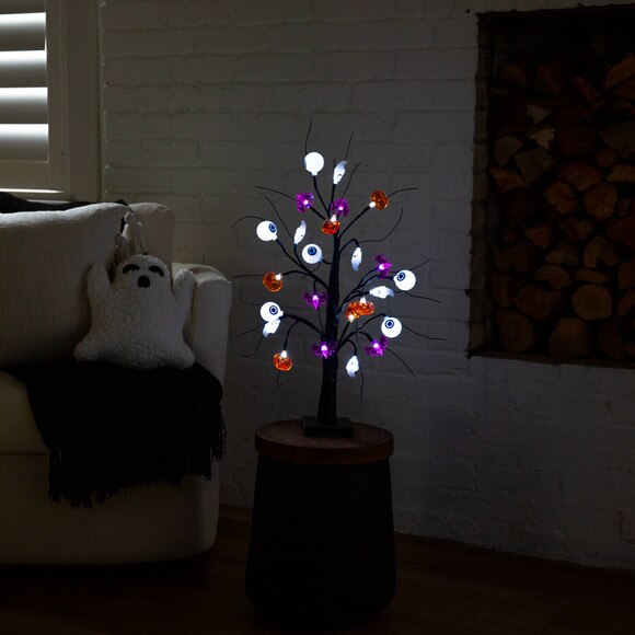 2-Ft Pre-Lit Artificial Halloween Eyeballs Ghosts Bats Pumpkins 24 LED Lighted Ornament Tree - SKU #T5366 - 6
