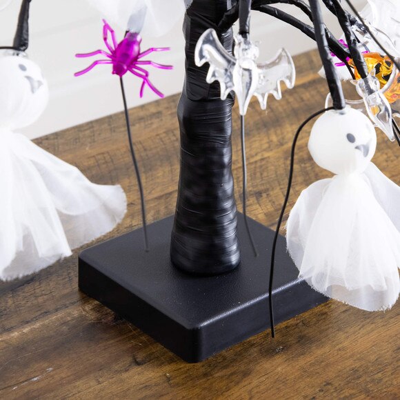 18-in Pre-Lit Artificial Halloween Ghost Dolls Spiders Bats Pumpkins 24 LED Lighted Ornament Tree - SKU #T5367 - 5