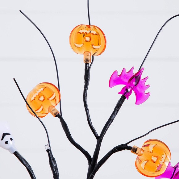 18-in Pre-Lit Artificial Halloween Ghost Bats Pumpkins 24 LED Lighted Ornament Tree - SKU #T5368 - 2