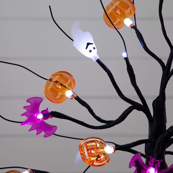 18-in Pre-Lit Artificial Halloween Ghost Bats Pumpkins 24 LED Lighted Ornament Tree - SKU #T5368 - 4