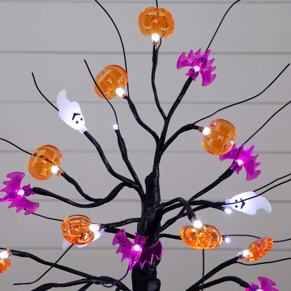 18-in Pre-Lit Artificial Halloween Ghost Bats Pumpkins 24 LED Lighted Ornament Tree - SKU #T5368 - 6