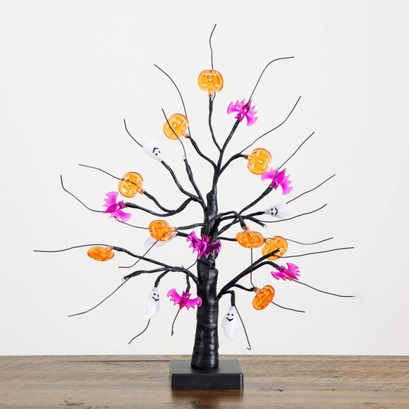 18-in Pre-Lit Artificial Halloween Ghost Bats Pumpkins 24 LED Lighted Ornament Tree - SKU #T5368 - 11