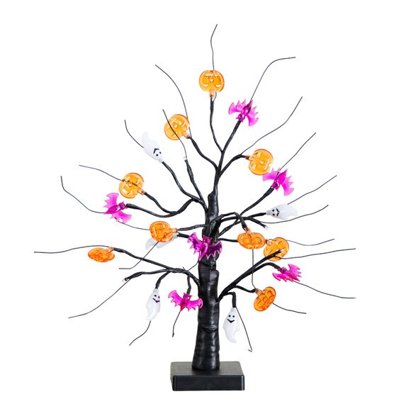 18-in Pre-Lit Artificial Halloween Ghost Bats Pumpkins 24 LED Lighted Ornament Tree - SKU #T5368 - 13