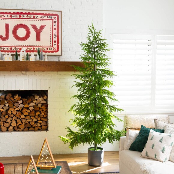8-ft Artificial Real Touch Norfolk Island Pine Christmas Tree with Natural Look - SKU #T5372 - 5