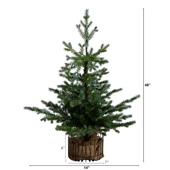 3-ft Pre-Lit Artificial Christmas Tree in Jute Wire Planter with 30 Warm White LED Lights - SKU #T5377 - 1