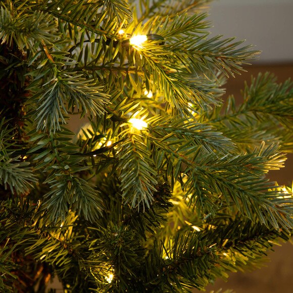 3-ft Pre-Lit Artificial Christmas Tree in Jute Wire Planter with 30 Warm White LED Lights - SKU #T5377 - 3