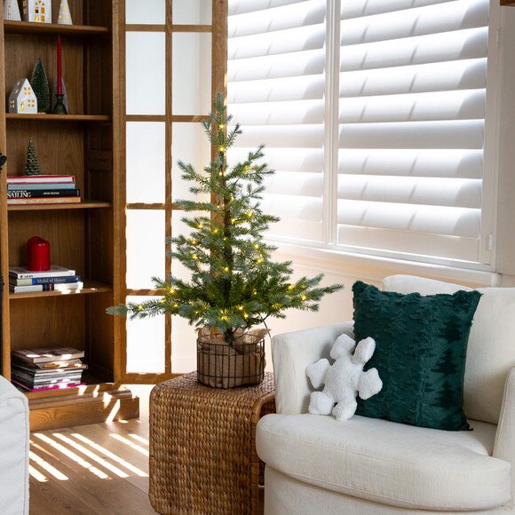 3-ft Pre-Lit Artificial Christmas Tree in Jute Wire Planter with 30 Warm White LED Lights - SKU #T5377 - 7