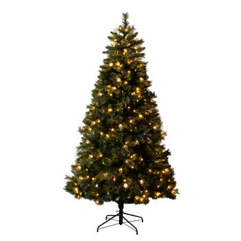 7.5-ft Artificial Christmas Tree with 450 Warm White Clear Globe Bulbs and LED Lights - SKU #T5379