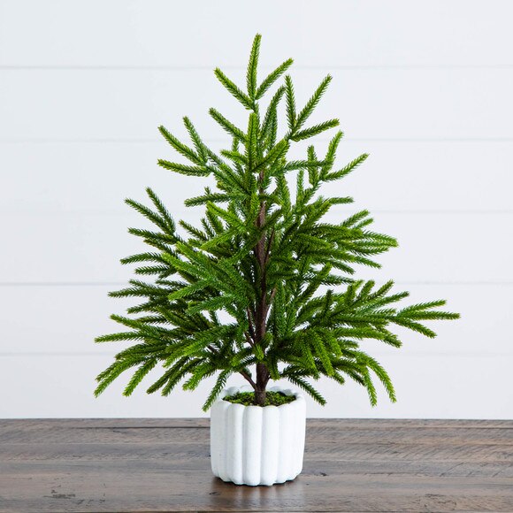 22-in Artificial Real Touch Norfolk Island Pine in White Decorative Planter with Natural Look - SKU #T5383 - 7