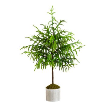 3-ft Artificial Real Touch Norfolk Island Pine in Metal Tin Planter with Natural Look - SKU #T5384