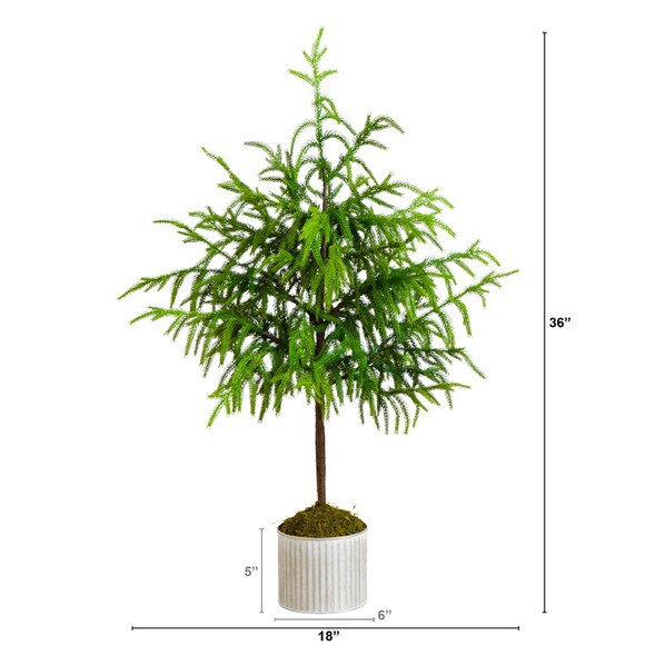 3-ft Artificial Real Touch Norfolk Island Pine in Metal Tin Planter with Natural Look - SKU #T5384 - 1