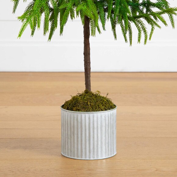 3-ft Artificial Real Touch Norfolk Island Pine in Metal Tin Planter with Natural Look - SKU #T5384 - 5