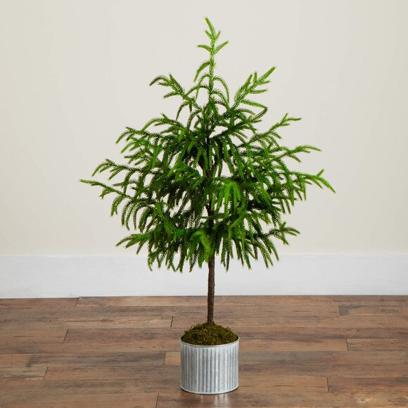 3-ft Artificial Real Touch Norfolk Island Pine in Metal Tin Planter with Natural Look - SKU #T5384 - 7