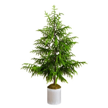 5-ft Artificial Real Touch Norfolk Island Pine in Metal Tin Planter with Natural Look - SKU #T5385