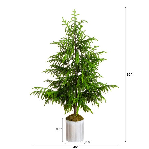 5-ft Artificial Real Touch Norfolk Island Pine in Metal Tin Planter with Natural Look - SKU #T5385 - 1