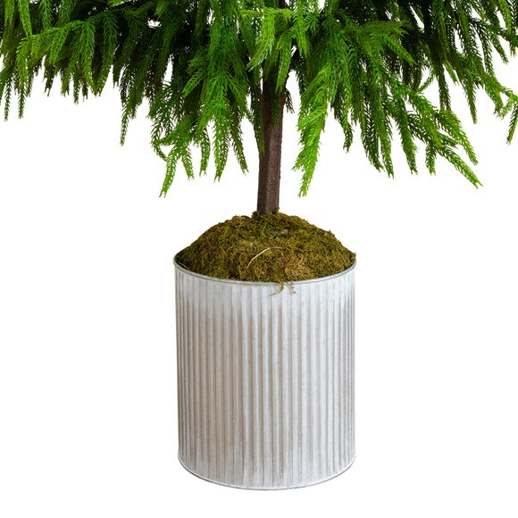 5-ft Artificial Real Touch Norfolk Island Pine in Metal Tin Planter with Natural Look - SKU #T5385 - 4