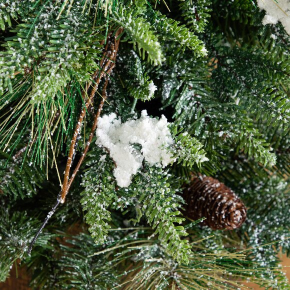 4-ft Pre-Lit Artificial Mixed Pine Snowed Christmas Tree with Pinecones in Decorative Planter with 60 Warm White LED Lights - SKU #T5386 - 2