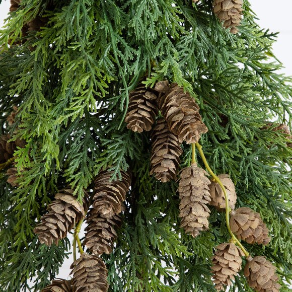 2-ft Artificial Down Swept Cedar Christmas Tree with Pinecones in Rustic Decorative Planter - SKU #T5387 - 2