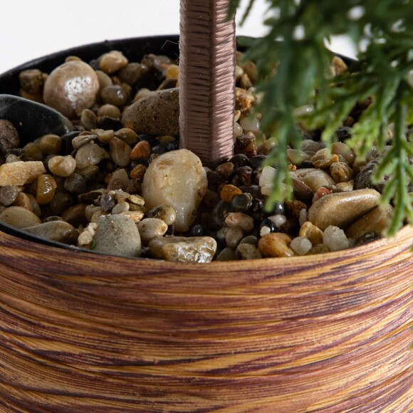 2-ft Artificial Down Swept Cedar Christmas Tree with Pinecones in Rustic Decorative Planter - SKU #T5387 - 5