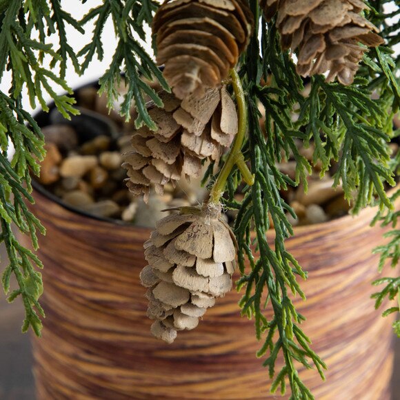 2-ft Artificial Down Swept Cedar Christmas Tree with Pinecones in Rustic Decorative Planter - SKU #T5387 - 6