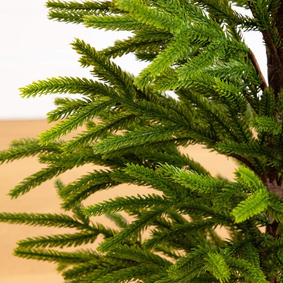 32-in Artificial Real Touch Norfolk Island Pine in Christmas Tin Metal Planter with Natural Look - SKU #T5388 - 2