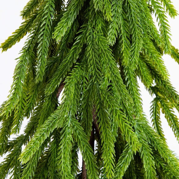 20-in Artificial Real Touch Down Swept Norfolk Island Pine in Christmas Tin Metal Planter with Natural Look - SKU #T5389 - 2