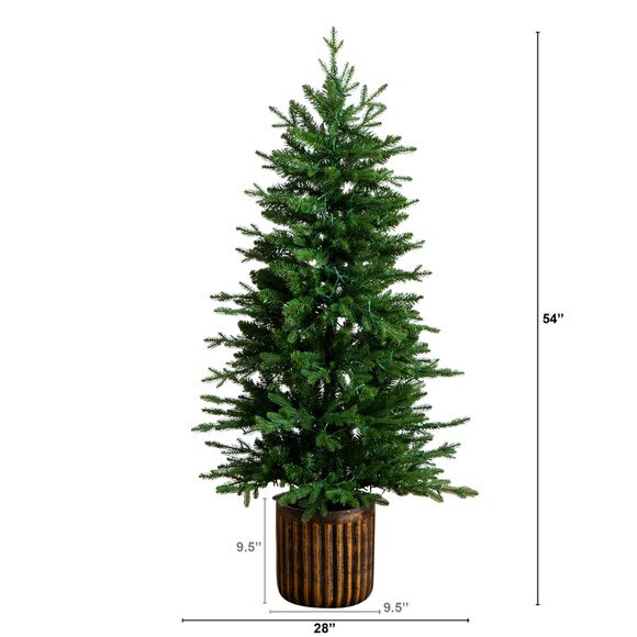 4.5-ft Pre-Lit Artificial Christmas Tree in Decorative Planter with 60 Clear LED Lights - SKU #T5390 - 1