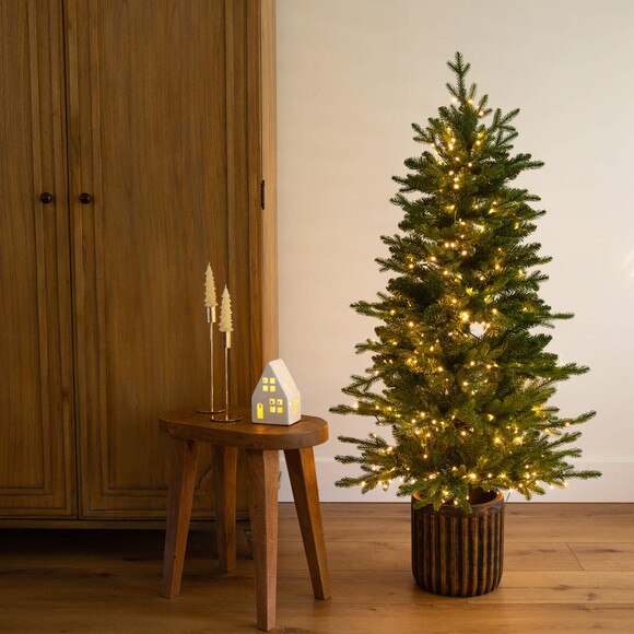 4.5-ft Pre-Lit Artificial Christmas Tree in Decorative Planter with 60 Clear LED Lights - SKU #T5390 - 8