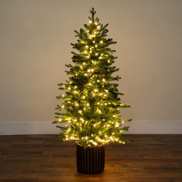 4.5-ft Pre-Lit Artificial Christmas Tree in Decorative Planter with 60 Clear LED Lights - SKU #T5390 - 10