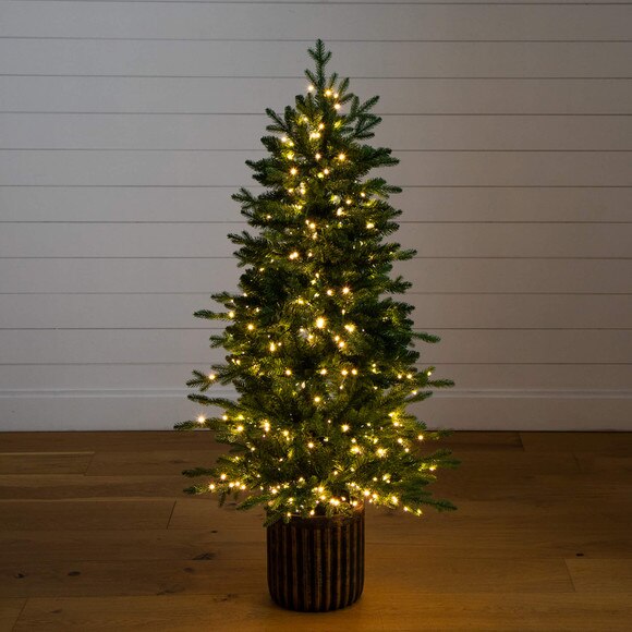 4.5-ft Pre-Lit Artificial Christmas Tree in Decorative Planter with 60 Clear LED Lights - SKU #T5390 - 12