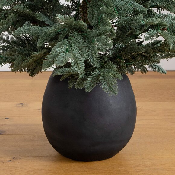 6-ft Pre-Lit Artificial Pine Christmas Tree in Round Black Decorative Planter with 60 Warm White LED Lights - SKU #T5391 - 5