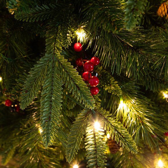 Pre-Lit Artificial Christmas Holiday 5 Piece Bundle with Pinecones Berries- Set of 2 5-ft Christmas Trees 24-in Wreath and set of 2 9-ft Garlands - SKU #T5392 - 4