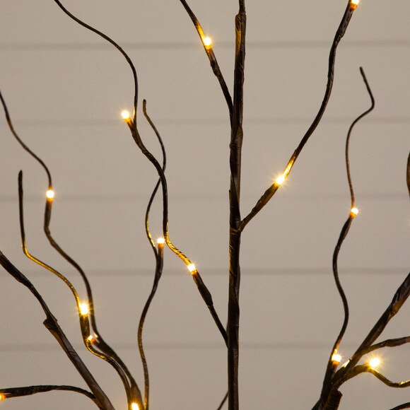 3-ft 5-ft 6-ft Artificial Brown Birch Trees with Warm White LED Lights - Set of 3 - SKU #T5395 - 3