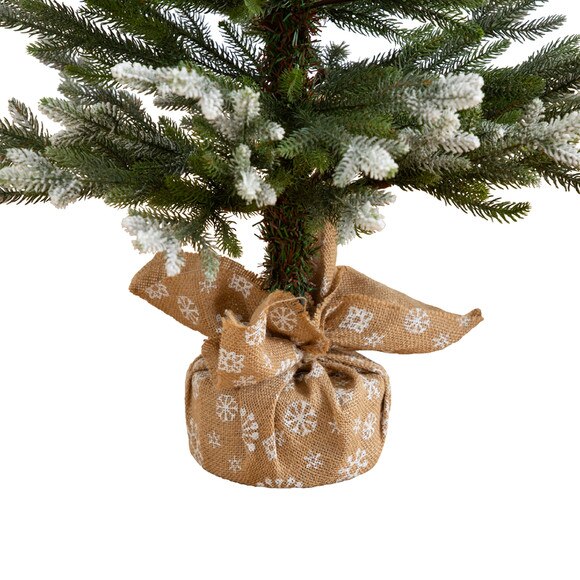 2-ft 3-ft 4-ft Artificial Snowed Balsam Fir Christmas Tree in Burlap Wrapped Base - Set of 3 - SKU #T5399 - 5
