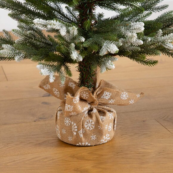 2-ft 3-ft 4-ft Artificial Snowed Balsam Fir Christmas Tree in Burlap Wrapped Base - Set of 3 - SKU #T5399 - 6