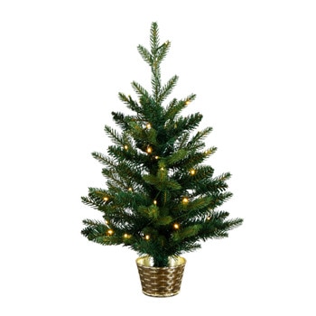 2-ft Pre-Lit Artificial Classic Christmas Tree with 35 Warm White LED Lights in Gold Decorative Planter - SKU #T5407