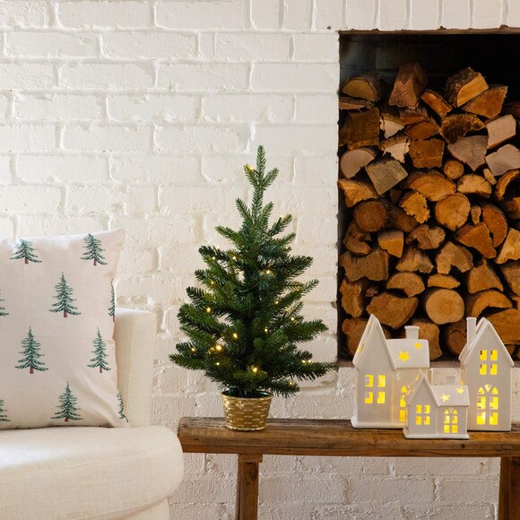 2-ft Pre-Lit Artificial Classic Christmas Tree with 35 Warm White LED Lights in Gold Decorative Planter - SKU #T5407 - 6