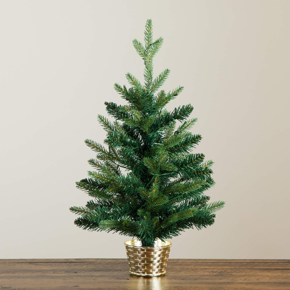 2-ft Pre-Lit Artificial Classic Christmas Tree with 35 Warm White LED Lights in Gold Decorative Planter - SKU #T5407 - 7