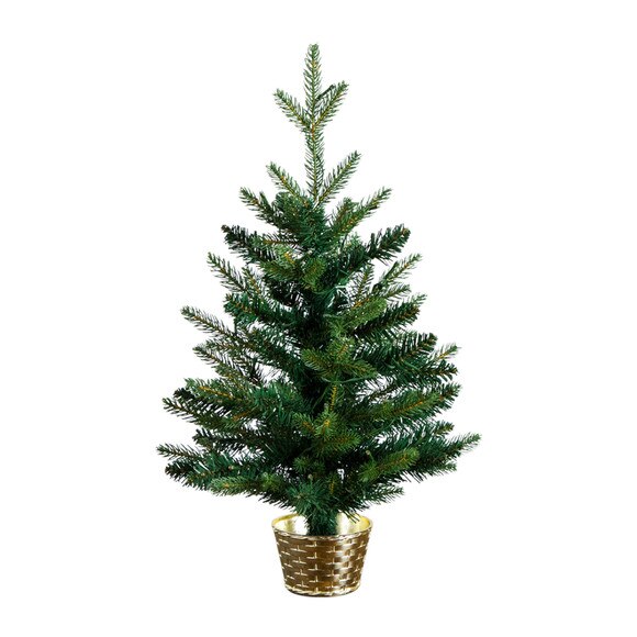 2-ft Pre-Lit Artificial Classic Christmas Tree with 35 Warm White LED Lights in Gold Decorative Planter - SKU #T5407 - 10