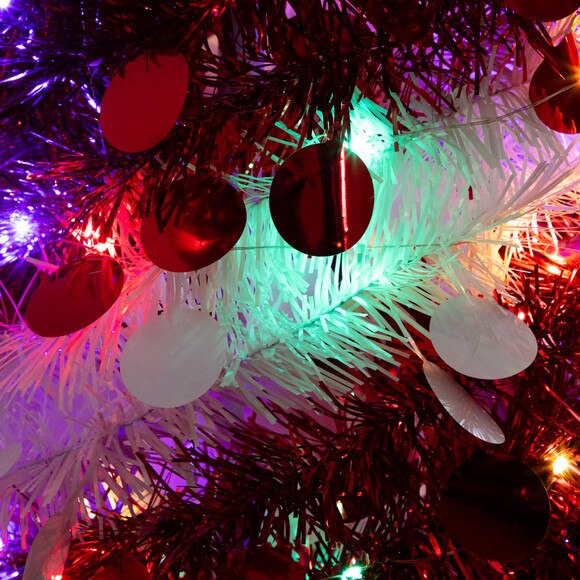 4-ft Pre-Lit Pop up Red White Tinsel Christmas Tree with 50 Mutlicolored LED Lights - SKU #T5408 - 3