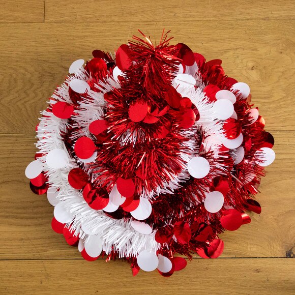 4-ft Pre-Lit Pop up Red White Tinsel Christmas Tree with 50 Mutlicolored LED Lights - SKU #T5408 - 15