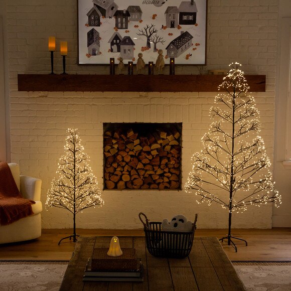 4-ft Pre-Lit Artificial Halloween Black Starburst Tree with 800 Fairy Warm White LED Lights - SKU #T5409 - 9