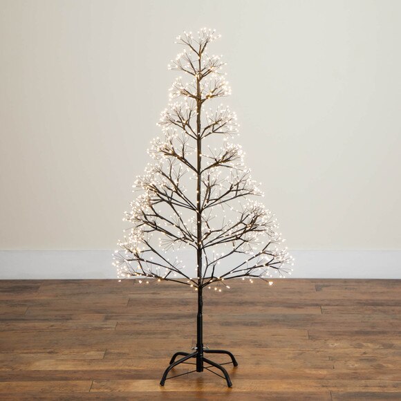 4-ft Pre-Lit Artificial Halloween Black Starburst Tree with 800 Fairy Warm White LED Lights - SKU #T5409 - 12